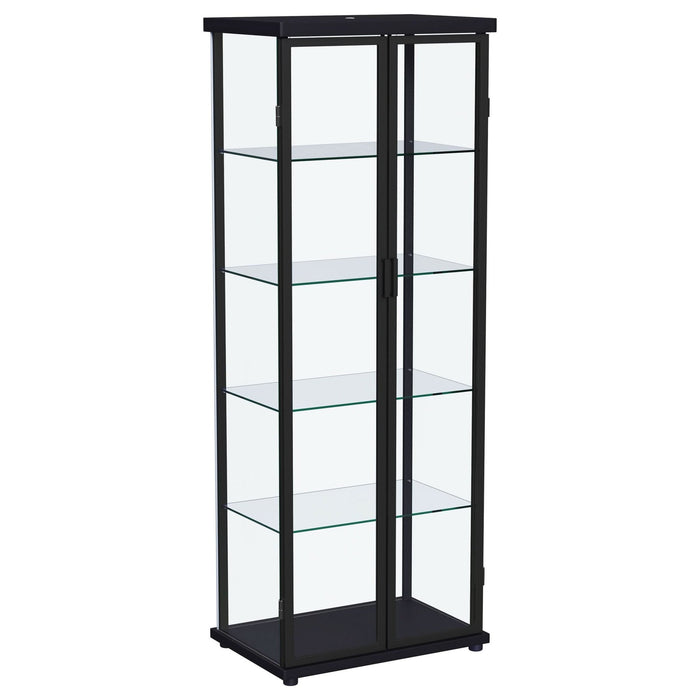 Aero 4 - shelf Display Curio Cabinet with LED Lighting Black - Walo Furniture