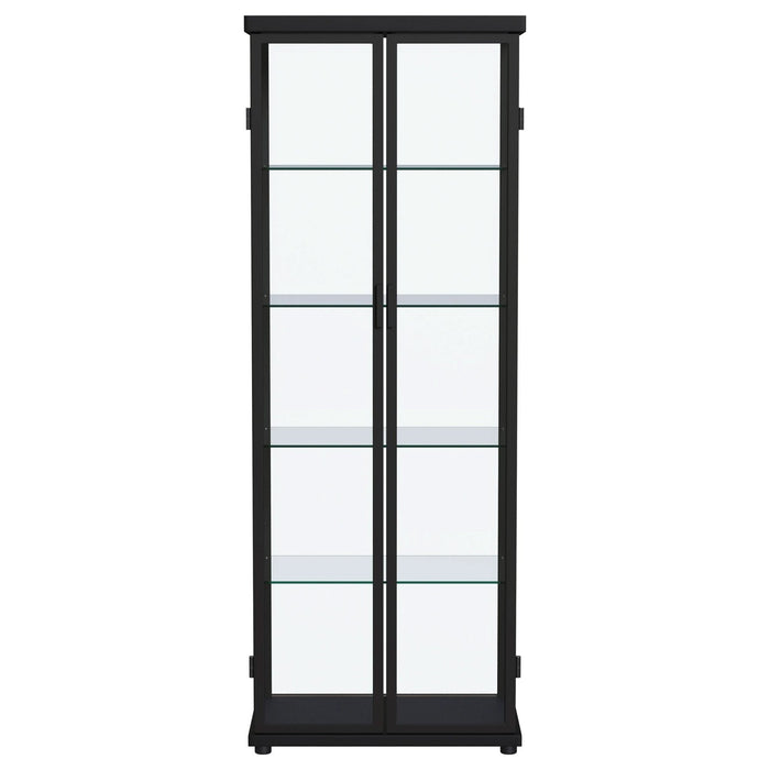 Aero 4 - shelf Display Curio Cabinet with LED Lighting Black - Walo Furniture