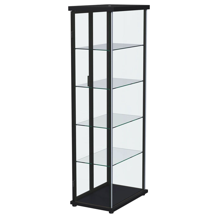 Aero 4 - shelf Display Curio Cabinet with LED Lighting Black - Walo Furniture