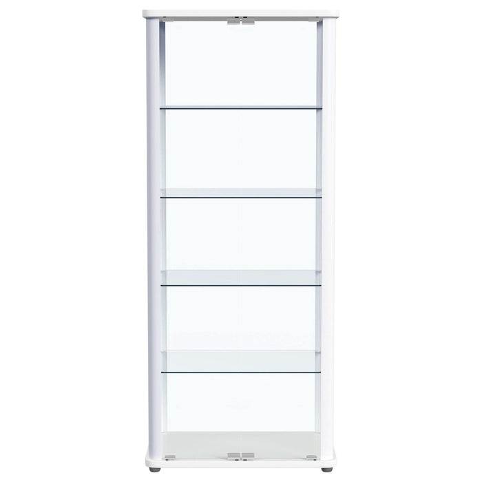 Aero 5 - shelf Display Curio Cabinet with LED Lighting White - Walo Furniture