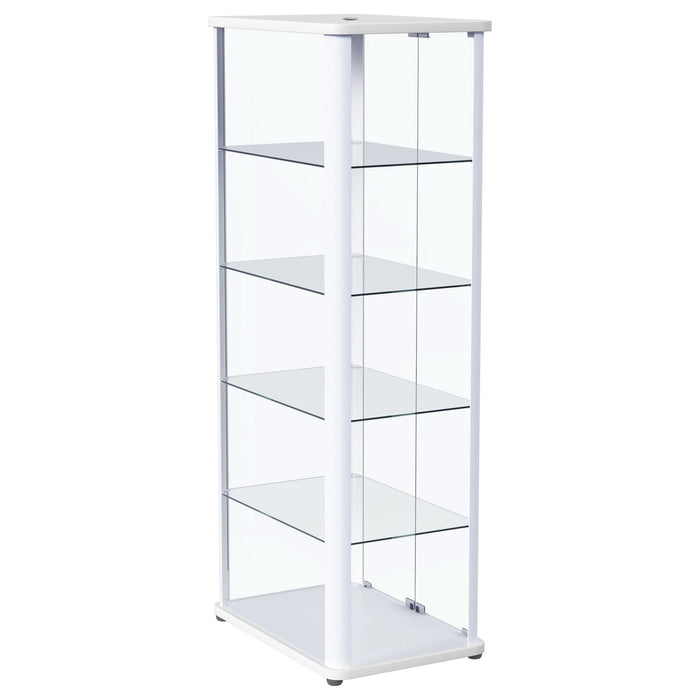 Aero 5 - shelf Display Curio Cabinet with LED Lighting White - Walo Furniture