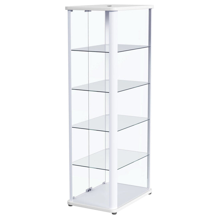 Aero 5 - shelf Display Curio Cabinet with LED Lighting White - Walo Furniture