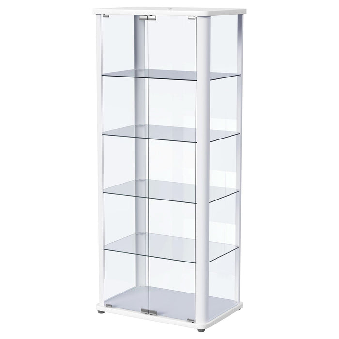 Aero 5 - shelf Display Curio Cabinet with LED Lighting White - Walo Furniture