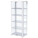 Aero 5 - shelf Display Curio Cabinet with LED Lighting White - Walo Furniture