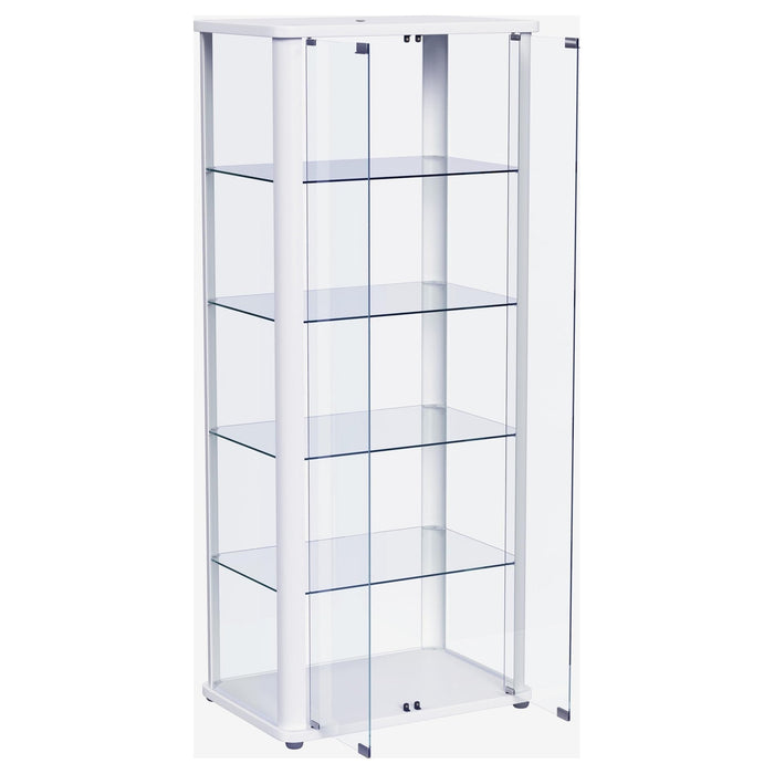 Aero 5 - shelf Display Curio Cabinet with LED Lighting White - Walo Furniture