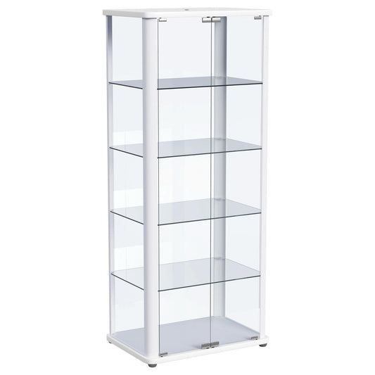 Aero 5 - shelf Display Curio Cabinet with LED Lighting White - Walo Furniture