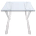 Alaia Rectangular 79 - inch Glass Top Dining Table Chrome - Walo Furniture