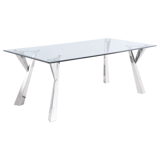 Alaia Rectangular 79 - inch Glass Top Dining Table Chrome - Walo Furniture