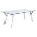 Alaia Rectangular 79 - inch Glass Top Dining Table Chrome - Walo Furniture