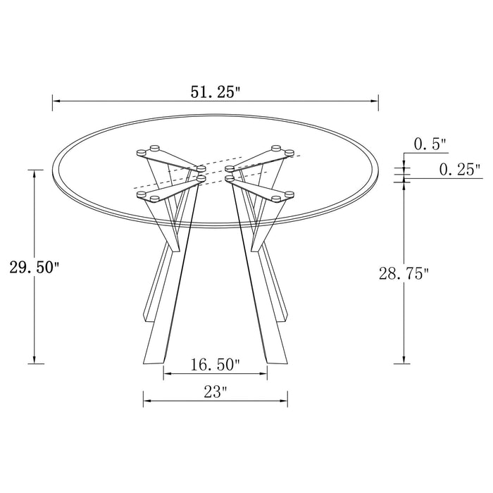 Alaia Round 51 - inch Clear Glass Top Dining Table Chrome - Walo Furniture