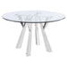 Alaia Round 51 - inch Clear Glass Top Dining Table Chrome - Walo Furniture