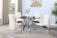 Alaia Round 51 - inch Clear Glass Top Dining Table Chrome - Walo Furniture