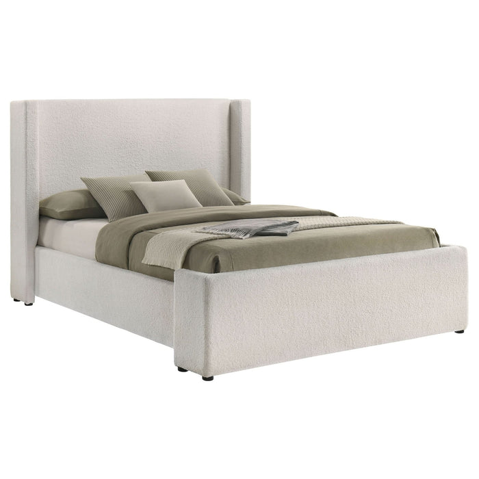 Alamosa Boucle Upholstered Queen Wingback Bed White - Walo Furniture