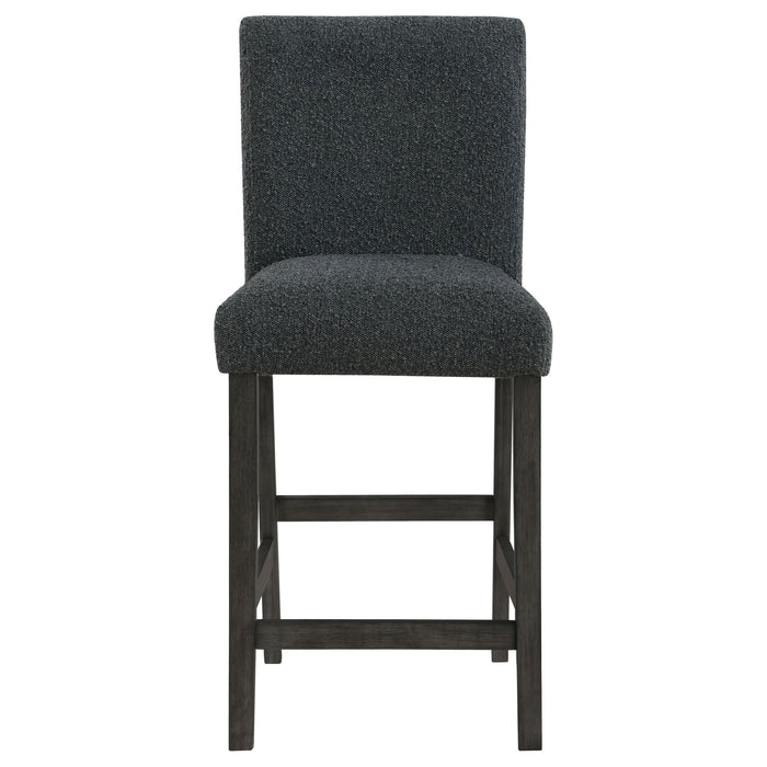 Alba Boucle Upholstered Counter Chair Black (Set of 2) - Walo Furniture