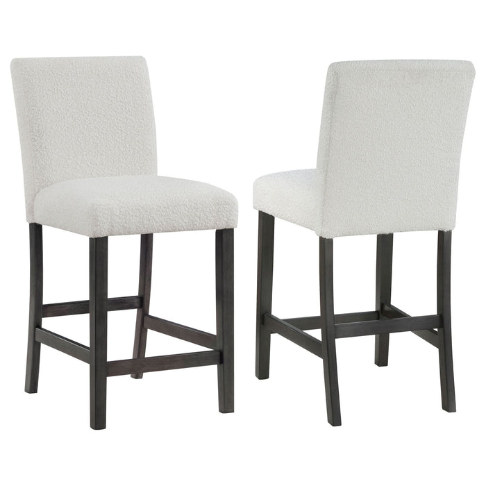 Alba Boucle Upholstered Counter Chair White (Set of 2) - Walo Furniture