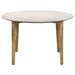 Aldis Round Marble Top Coffee Table White and Natural - Walo Furniture