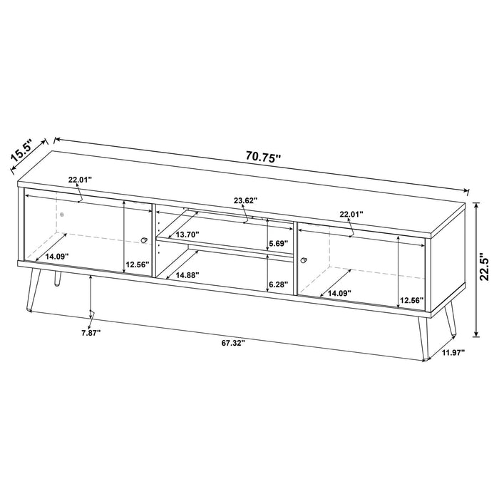 Allie 2 - door Engineered Wood 71" TV Stand Distressed Pine - Walo Furniture