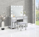 Allora 9 - drawer Vanity Set with Lighting Metallic Silver - Walo Furniture