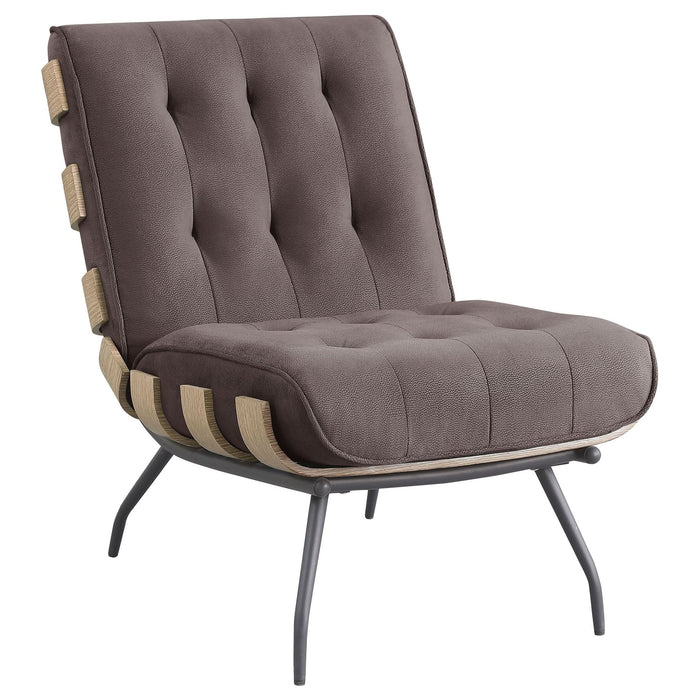 Aloma Upholstered Tufted Armless Accent Chair Brown - Walo Furniture