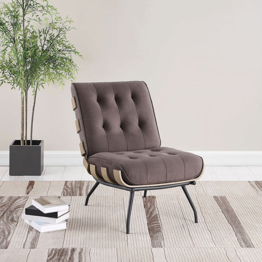 Aloma Upholstered Tufted Armless Accent Chair Brown - Walo Furniture