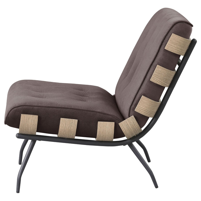 Aloma Upholstered Tufted Armless Accent Chair Brown - Walo Furniture