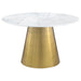 Ambrose Round 50 - inch Marble Top Dining Table Brushed Gold - Walo Furniture