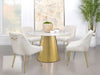 Ambrose Round 50 - inch Marble Top Dining Table Brushed Gold - Walo Furniture