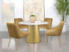 Ambrose Round 50 - inch Marble Top Dining Table Brushed Gold - Walo Furniture