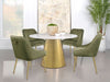 Ambrose Round 50 - inch Marble Top Dining Table Brushed Gold - Walo Furniture