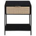 Amherst 1 - drawer Radio Weave Cane Metal Bedside Table Black - Walo Furniture