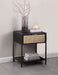 Amherst 1 - drawer Radio Weave Cane Metal Bedside Table Black - Walo Furniture