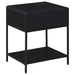 Amherst 1 - drawer Radio Weave Cane Metal Bedside Table Black - Walo Furniture