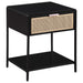 Amherst 1 - drawer Radio Weave Cane Metal Bedside Table Black - Walo Furniture