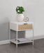 Amherst 1 - drawer Radio Weave Cane Metal Bedside Table White - Walo Furniture