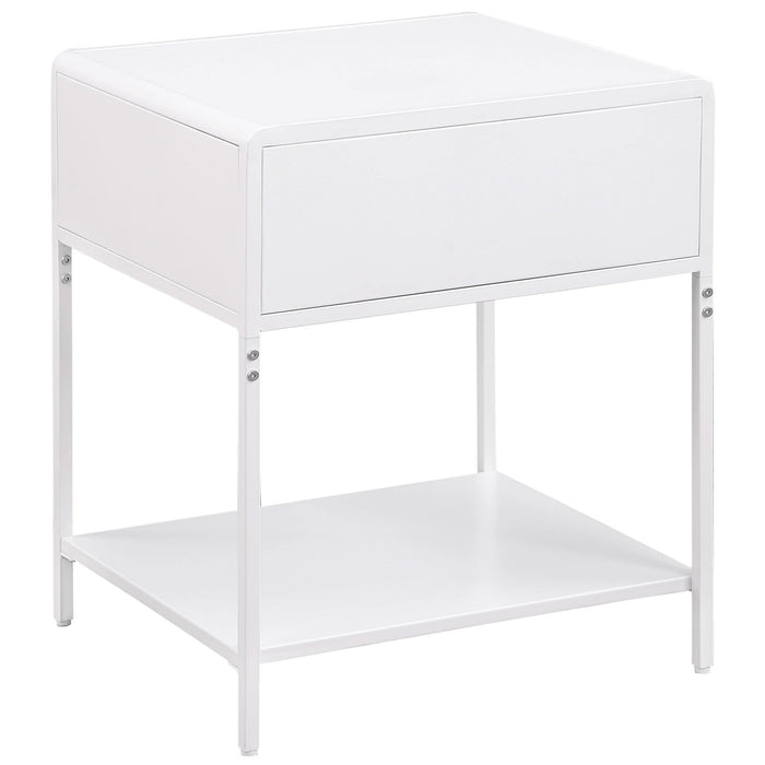 Amherst 1 - drawer Radio Weave Cane Metal Bedside Table White - Walo Furniture