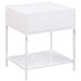 Amherst 1 - drawer Radio Weave Cane Metal Bedside Table White - Walo Furniture