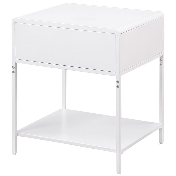 Amherst 1 - drawer Radio Weave Cane Metal Bedside Table White - Walo Furniture