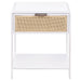 Amherst 1 - drawer Radio Weave Cane Metal Bedside Table White - Walo Furniture