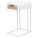 Amherst 1 - drawer Radio Weave Cane Metal Side Table White - Walo Furniture