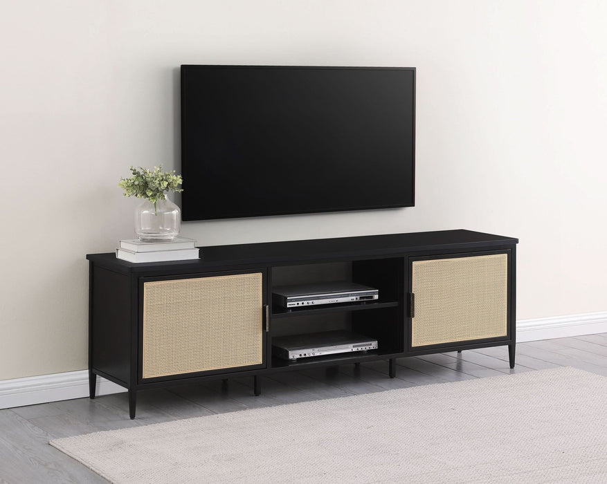 Amherst 2 - door 70 - inch Metal TV Stand Media Console Black - Walo Furniture