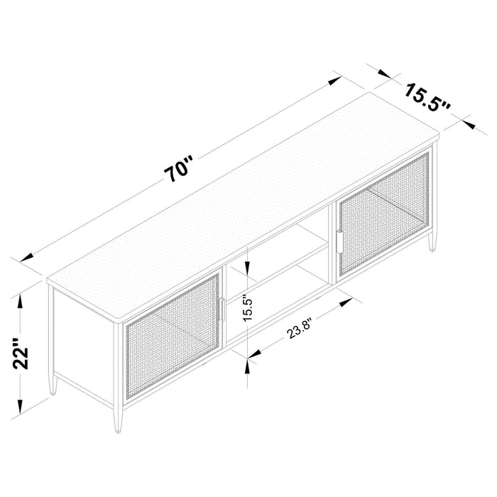 Amherst 2 - door 70 - inch Metal TV Stand Media Console Black - Walo Furniture