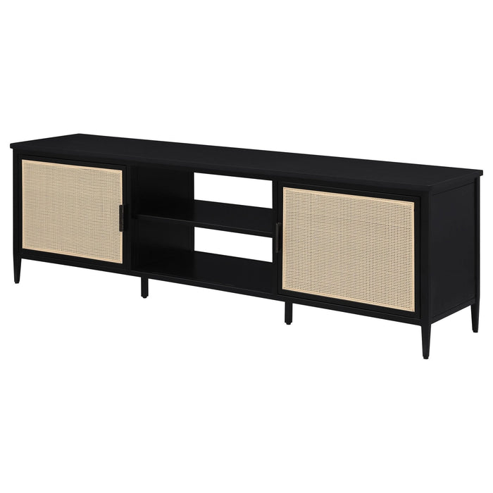 Amherst 2 - door 70 - inch Metal TV Stand Media Console Black - Walo Furniture