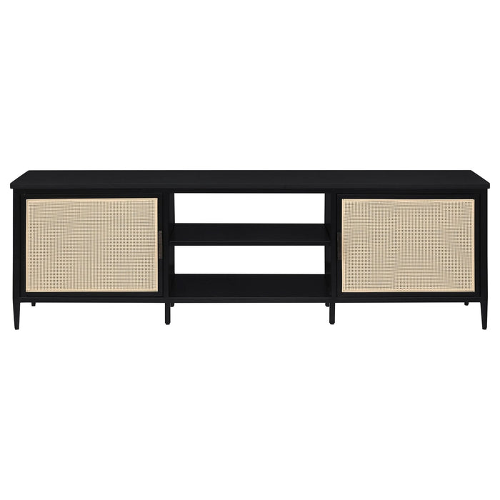 Amherst 2 - door 70 - inch Metal TV Stand Media Console Black - Walo Furniture