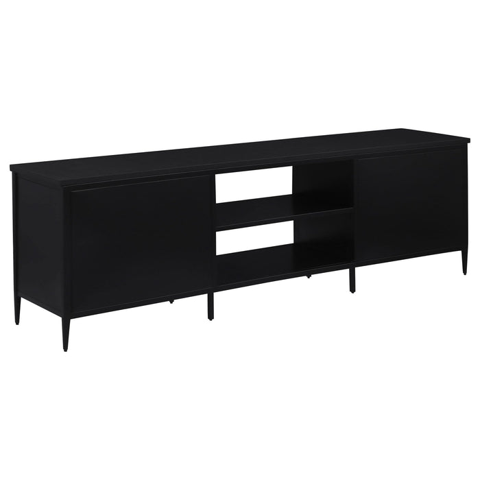 Amherst 2 - door 70 - inch Metal TV Stand Media Console Black - Walo Furniture