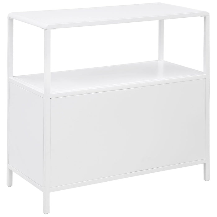 Amherst 2 - door Radio Weave Cane Metal Accent Cabinet White - Walo Furniture