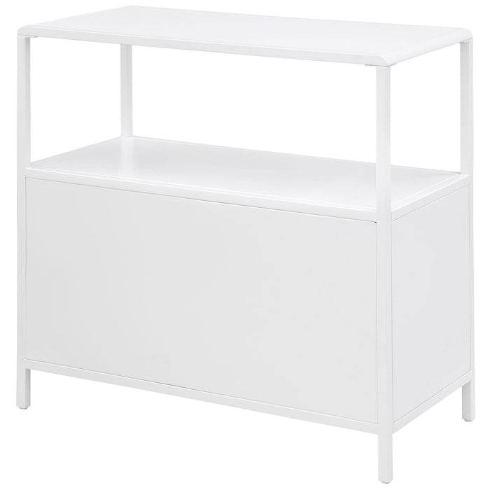 Amherst 2 - door Radio Weave Cane Metal Accent Cabinet White - Walo Furniture