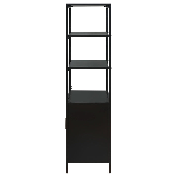 Amherst 3 - shelf Radio Weave Cane Metal Accent Cabinet Black - Walo Furniture