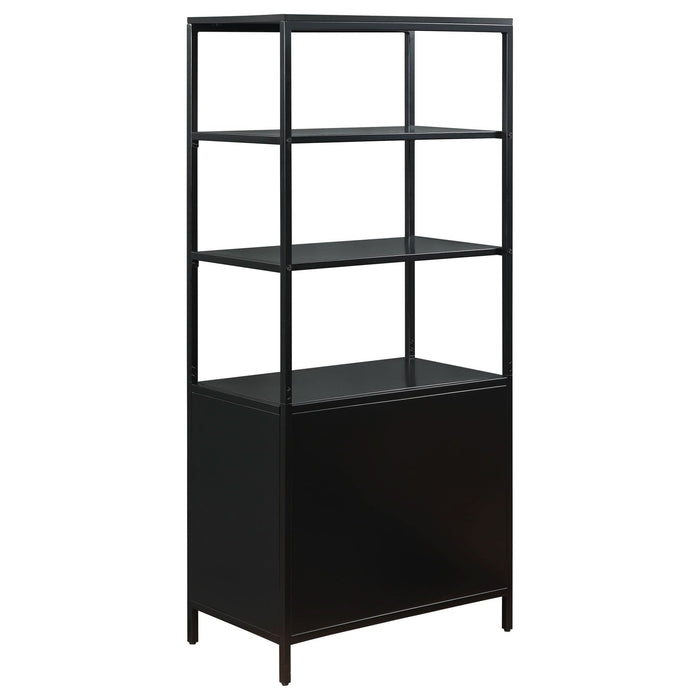 Amherst 3 - shelf Radio Weave Cane Metal Accent Cabinet Black - Walo Furniture