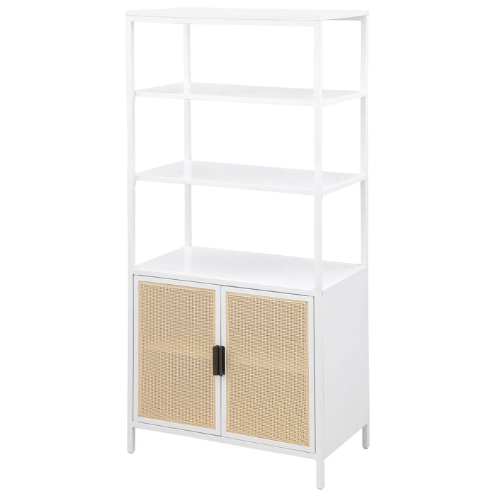 Amherst 3 - shelf Radio Weave Cane Metal Accent Cabinet White - Walo Furniture