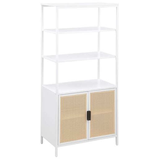 Amherst 3 - shelf Radio Weave Cane Metal Accent Cabinet White - Walo Furniture